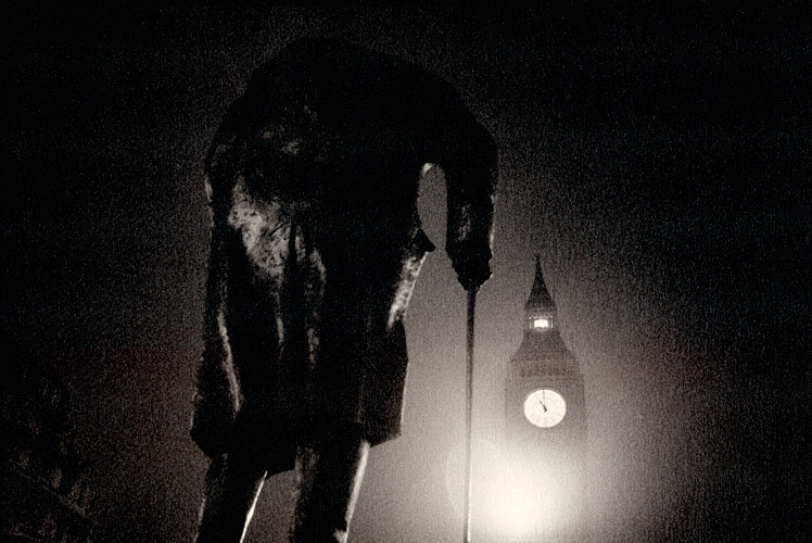 Eleventh Hour! Statue of Winston Churchill, Parliament Square, London